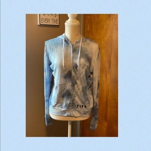 VS PINK Blue Cloud-Tie Dye Zip Hoodie - Sz M